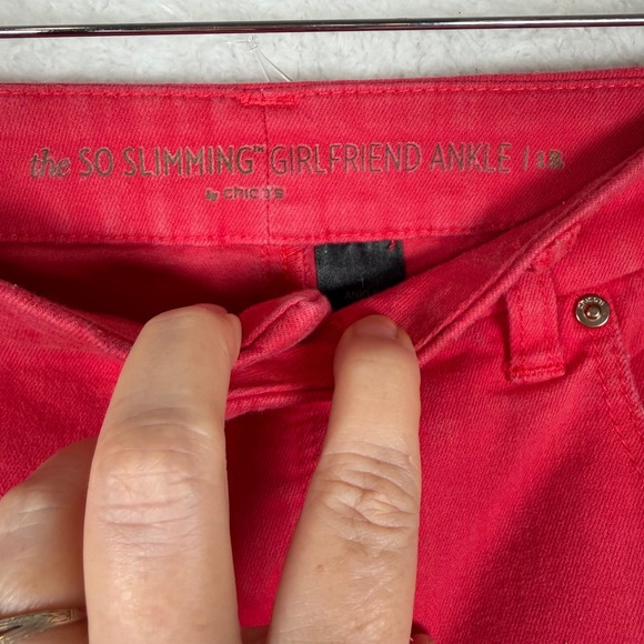 Chicos So Slimming Girlfriend Ankle Jeans Red Chico 1 Regular 8 Stretch Pants Ms - Picture 3 of 9